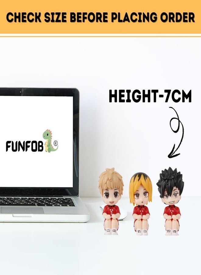 FUNFOB Haikyuu Action Figure Set of 3 Height -7cm Collectible PVC Multicolour | Haikyuu Set of 3 Red Team - Image 2
